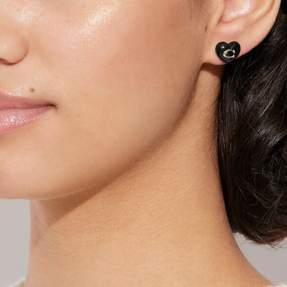 Coach Signature C Heart Stud Earrings - NEW - Picture 5 of 5